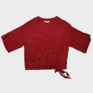 Urban Romantics Red Short Sleeve Side Tie Blouse Women’s Size Small